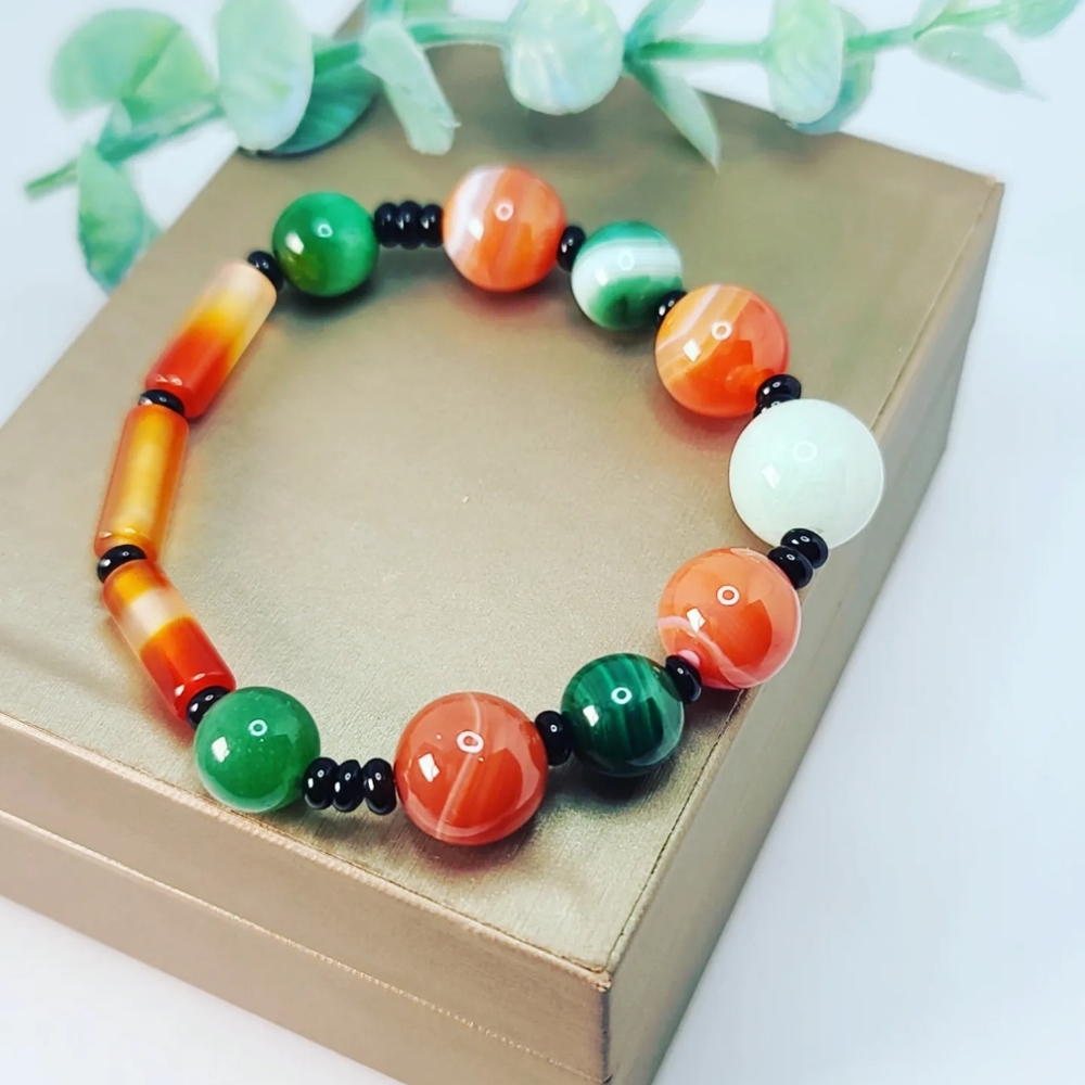 Red agate, green Agate bracelet